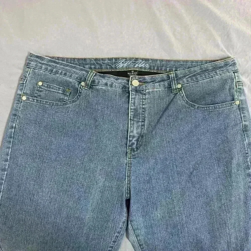 Bill Blass Jeans Blue Stretch Bootcut Womens Size 16 High Rise‎ Pants Butterfly